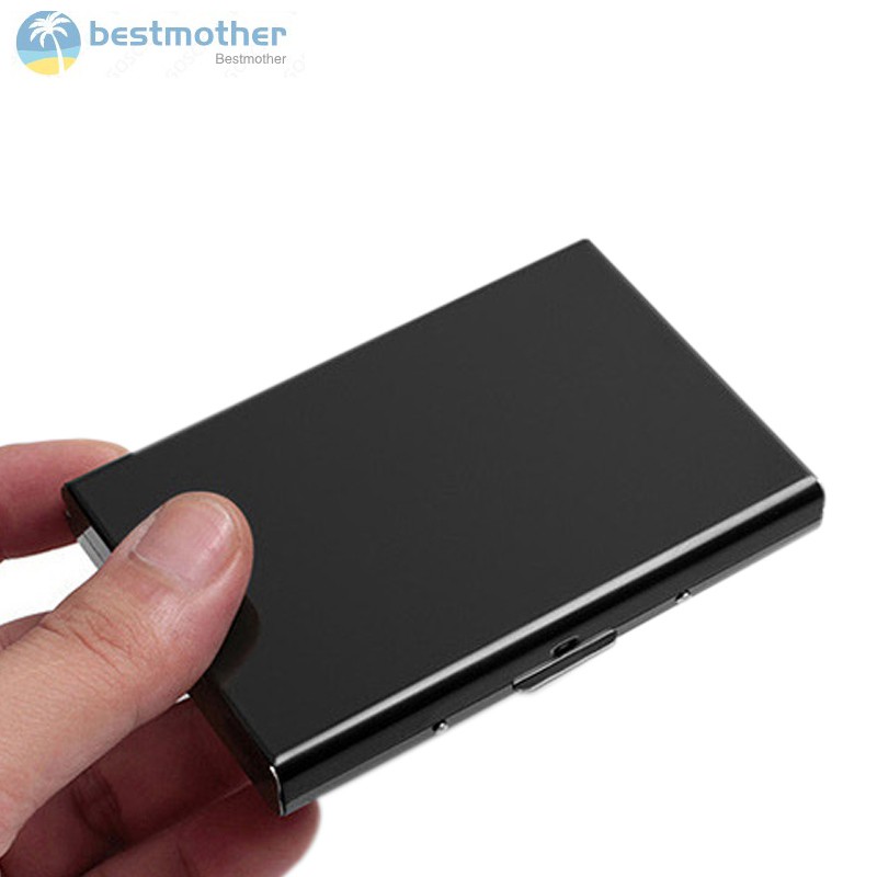 ✿BM✦ RFID Blocking Wallet Slim Secure Stainless Steel Contactless Card Protector for 6 Credit Cards