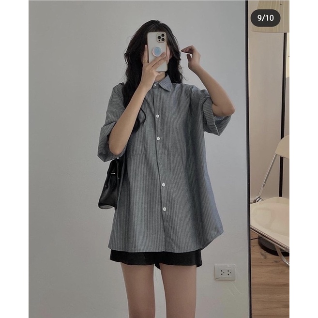 ÁO SƠ MI KẺ TAY LỠ