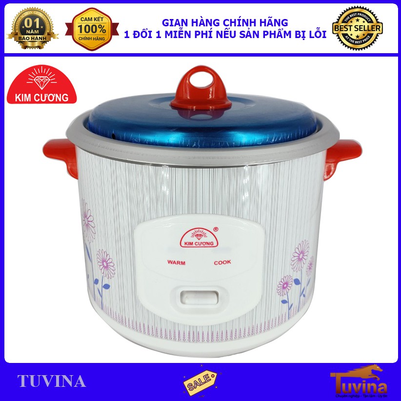 Nồi Cơm Điện Kim Cương 1.5L 1.5 Lít  3-5 Người Ăn - Hàng Chính Hãng (Bảo Hành 12 Tháng)