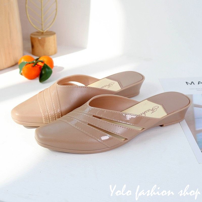 Giày sục giày búp bê nữ đi mưa đế 2cm vạt chéo cực xinh GN09 | BigBuy360 - bigbuy360.vn