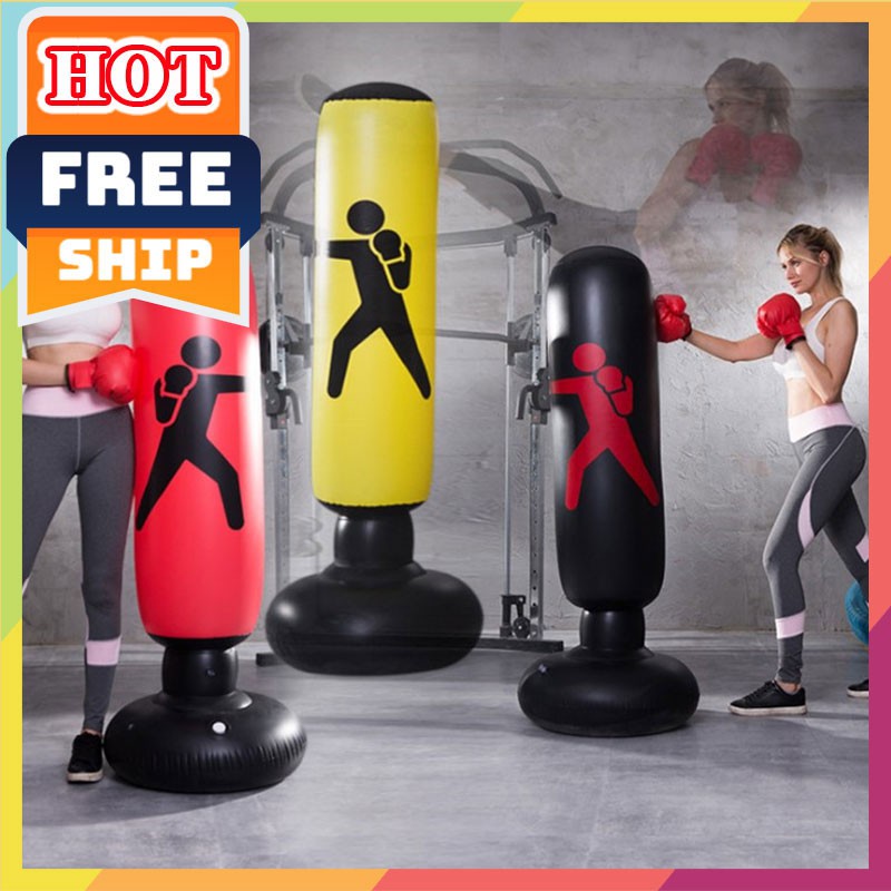 Tặng bơm 🎁 Bao cát tập boxing bơm hơi ⚡giá rẻ⚡ Trụ đấm bốc tự cân bằng