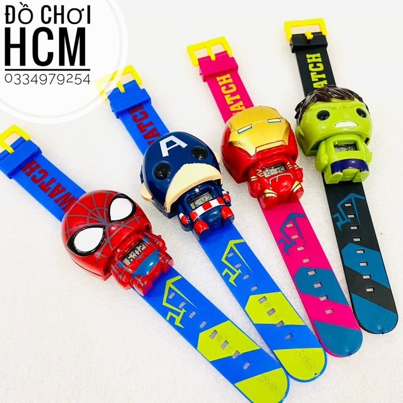 Đồ chơi đồng hồ đeo tay hình siêu nhân, siêu anh hùng marvel cho bé thích spiderman, ironman… 899A-3