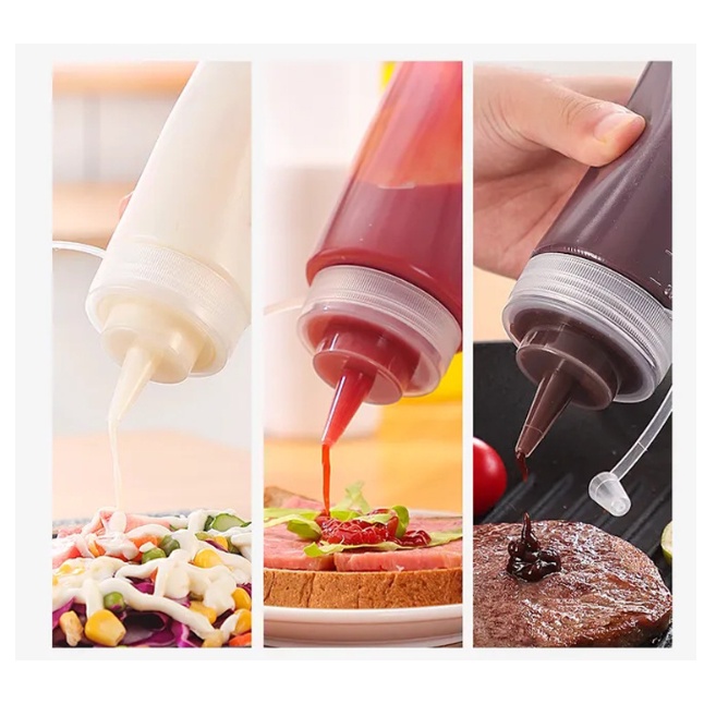 Chai Nhựa Đựng Sốt Siro Có Chia Vạch, Nước Đường - Chai Tương Nhựa Các Size - Màu Trắng