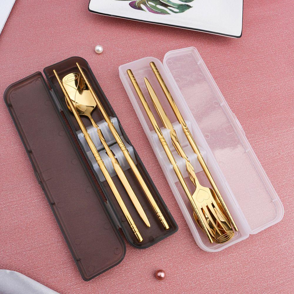 Bộ Muỗng Đũa Nĩa Bằng Thép Không Gỉ Hình Hoa Hồng