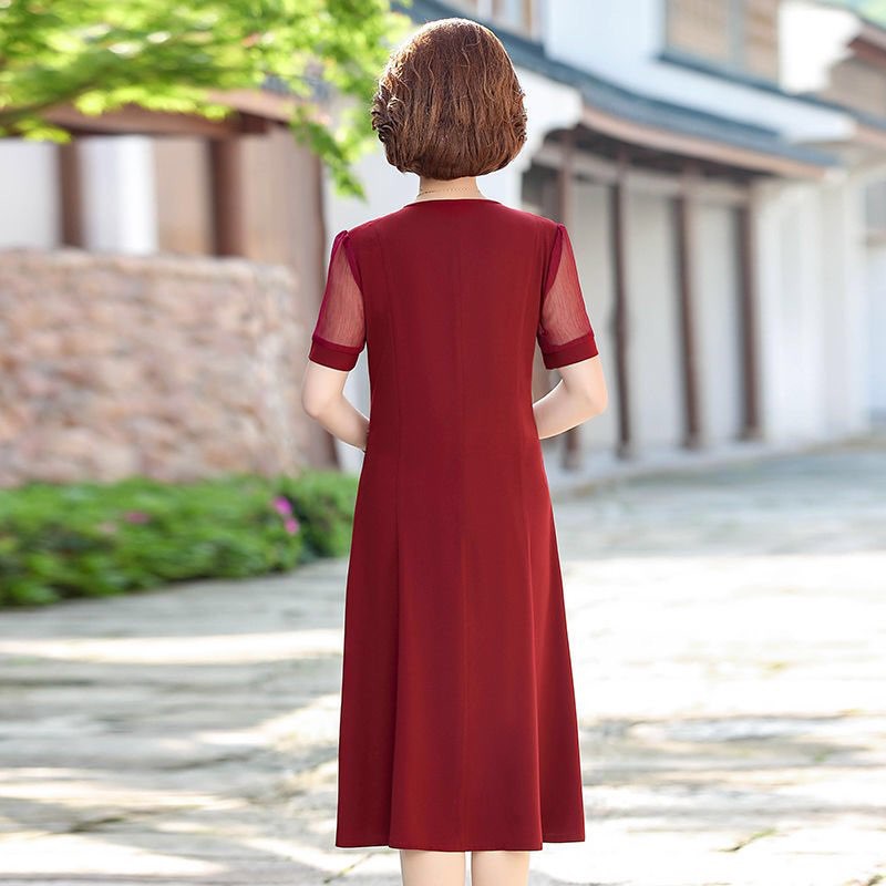 Đầm trung niên dự tiệc  chất lụa voan mịn, ngắn tay dài phủ gối , thoáng mát, tinh tế , rất sang trọng mã số 01684