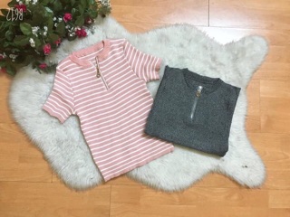 Áo len kẻ khoá ngực . Sỉ 85k