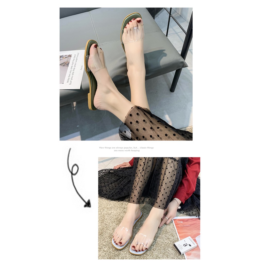 Dép Quai Ngang Trong Suốt Thời Trang Dành Cho Nữ (Size 35-40)