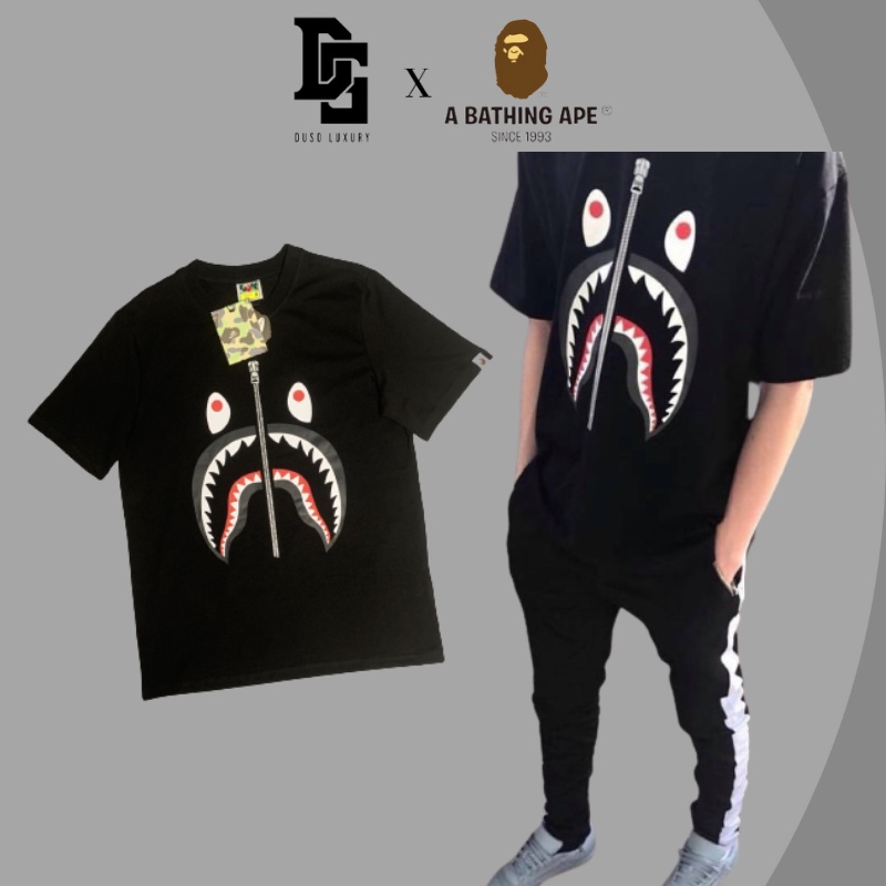 Áo thun Bape Shark zip SS2022, Áo tee Bape T-Shirt Black, Chất liệu Cotton, màu đen DuSo.LuxuryStreetwear