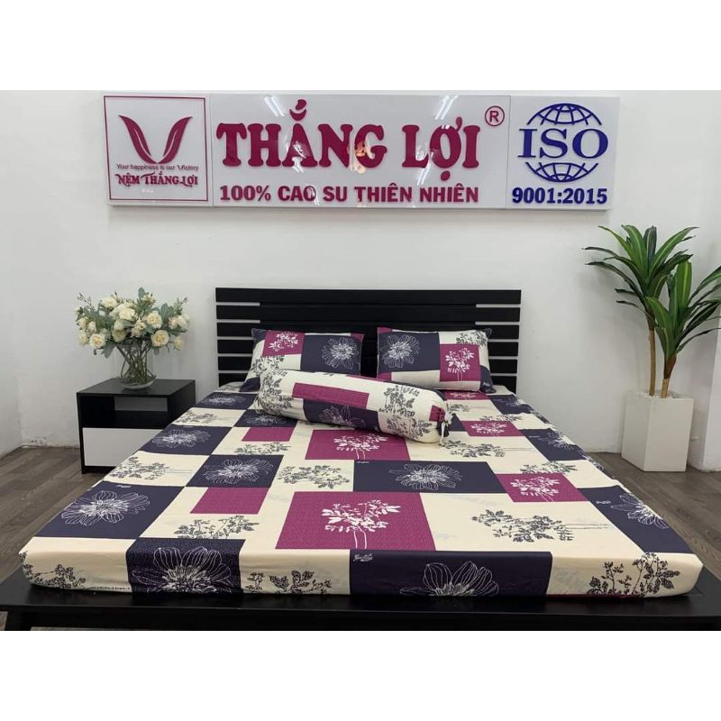(bán chạy nhất) Drap Thắng Lợi, ga trãi giường chuẩn LOGO cotton 100% CÁT TÍM
