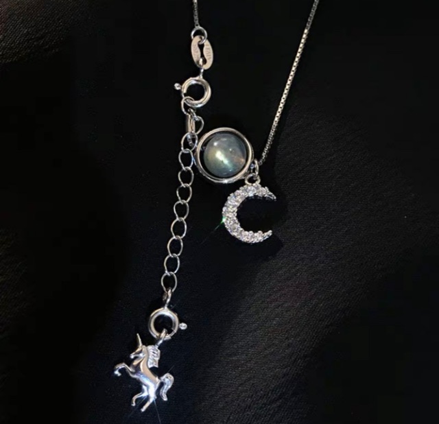 Dây chuyền bạch mã và mặt trăng bạc s925