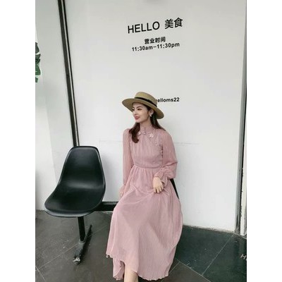 (R136) Đầm ulzzang sườn xám tiểu thư thanh lịch cổ hoa ngọc s m l(kèm video và ảnh khách)