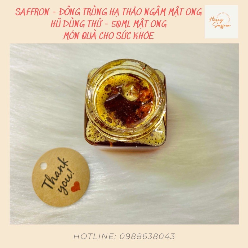 Saffron đông trùng hạ thảo ngâm mật ong - mẫu dùng thử 7 ngày - hũ 50ml - Saffron Tây Á nhập khẩu chính hãng từ Iran