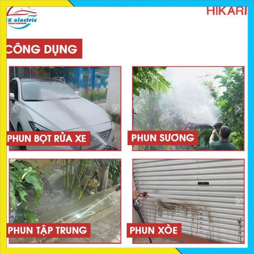 Máy rửa xe mini, Máy xịt rửa cao áp HIKARI HK-H3 - Có áp chống giật + Chống cháy [BH 24 Tháng]