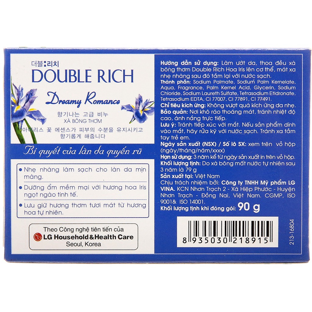 Xà bông/ Xà phòng Double Rich Hoa Hồng - Hoa Iris - Hoa Lily 90g