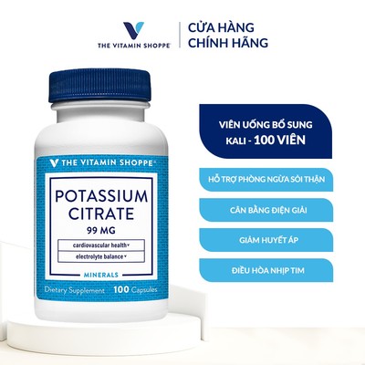 Viên uống giảm sưng đau gút THE VITAMIN SHOPPE Potassium Citrate bổ sung kali 100 viên