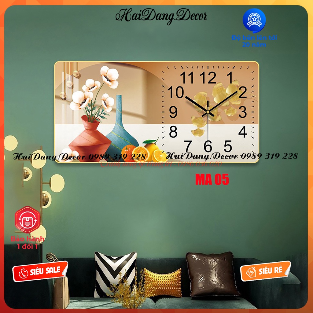 Tranh đồng hồ tráng gương 3d cao cấp giá xưởng_Tặng kèm pin,đinh treo đa năng không cần khoan tường