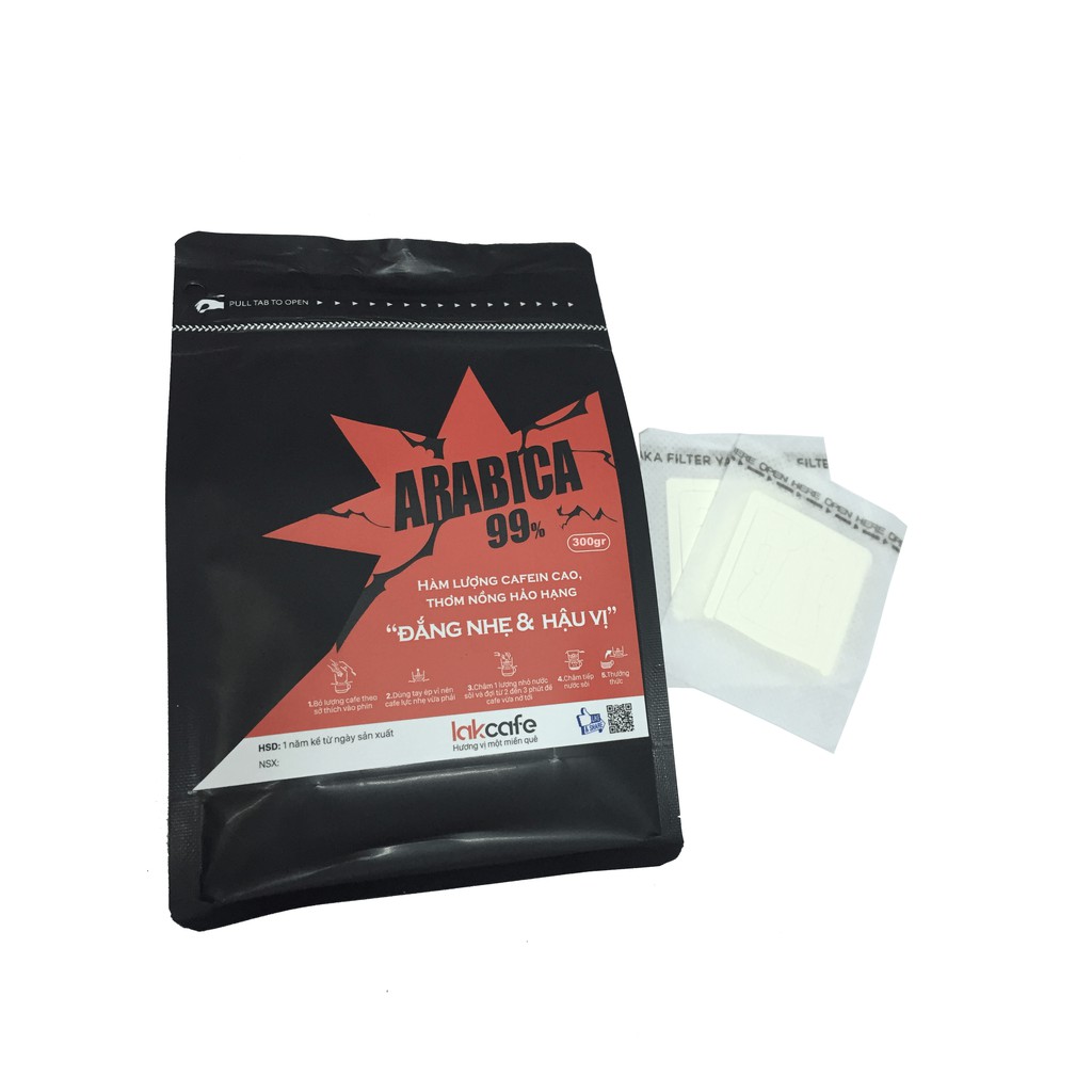 [Tặng 2 Phin Du Lịch] 300gr Cafe Bột Arabica Nguyên Chất - Lakcafe Với Bí Quyết Nông Dân Dak Nông - Thơm Nồng & Hậu Vị | BigBuy360 - bigbuy360.vn