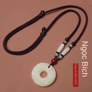 Dây chuyền ngọc bích trắng tự nhiên mặt hình tỳ hưu dành cho cặp đôi