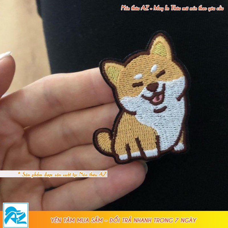 Patch vải thêu hình chó husky corgi pug beagle shiba inu đốm - Sticker ủi S204