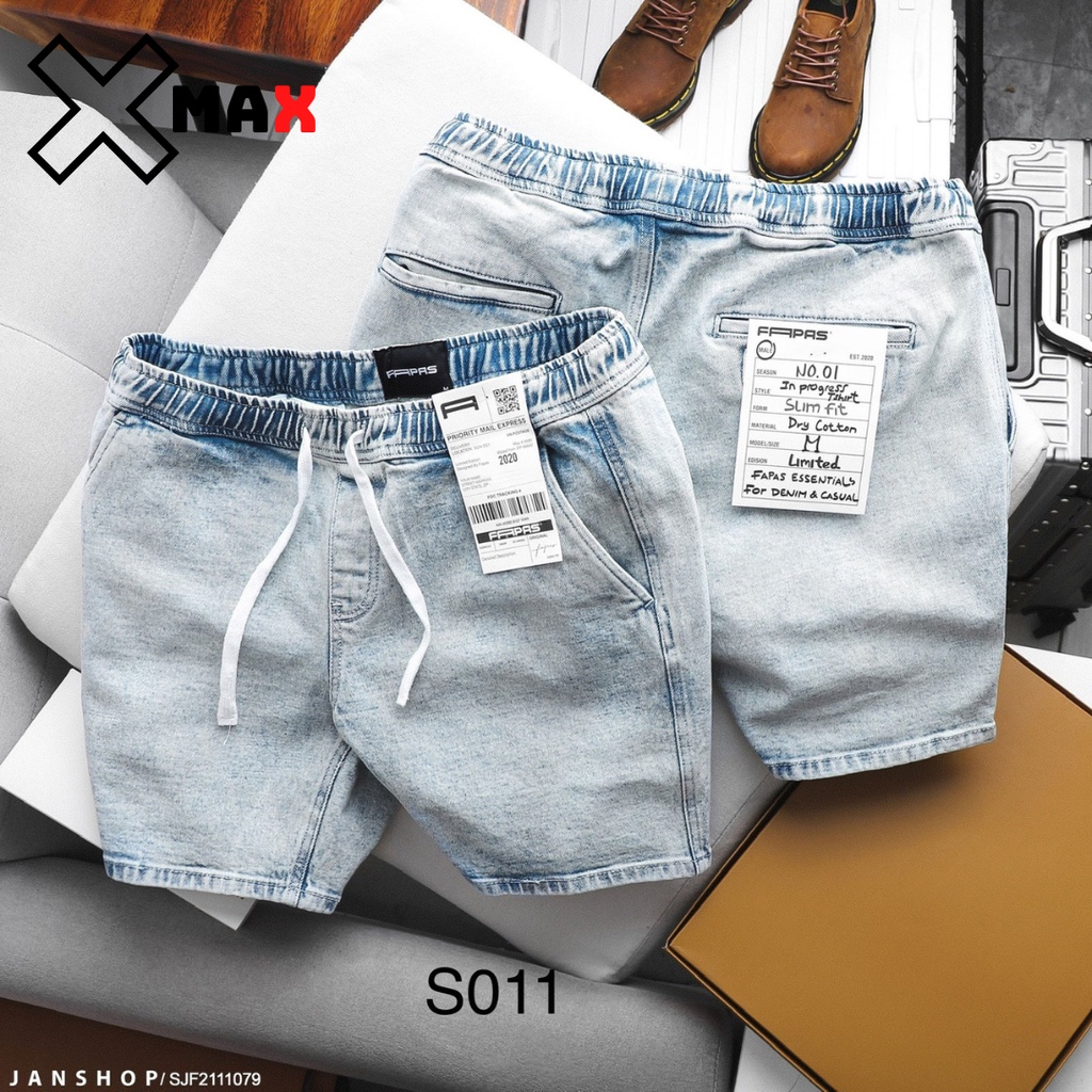 quần short jean nam cạp chun cao cấp, quần lửng bò có dây rút xịn xò cao cấp Xmax B029