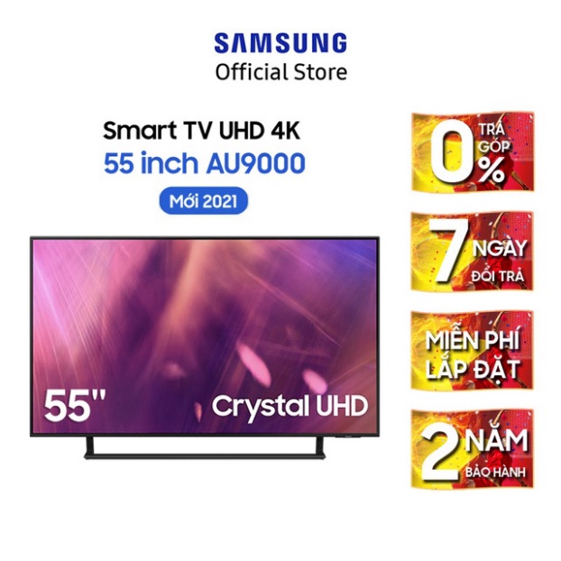Smart Tivi Samsung Crystal UHD 4K 55 inch UA55AU9000KXXV - Miễn Phí Lắp Đặt Full (Nguyên seal )