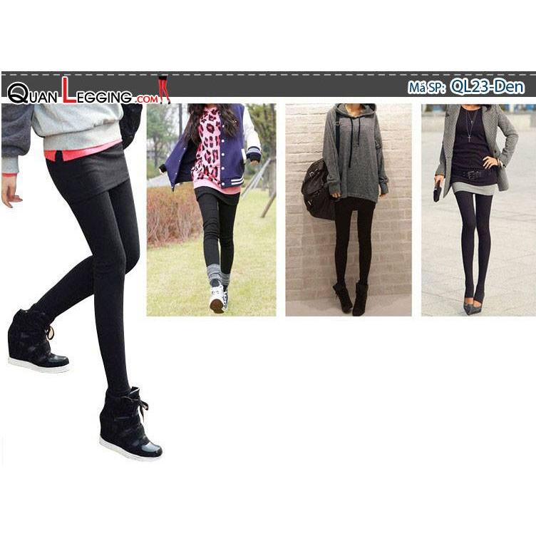 Den Quần Legging liền váy ôm màu đen