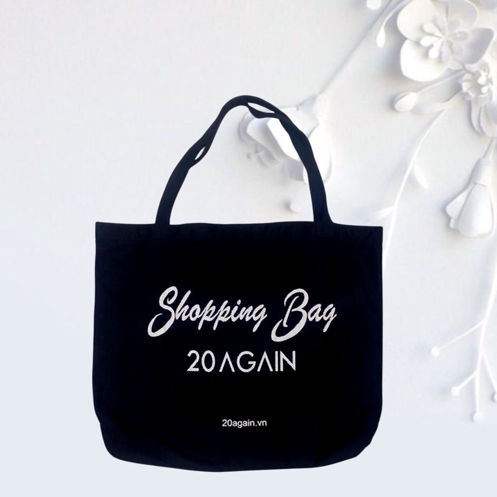 Túi vải lưới 20AGAIN Phong Cách Hàn Quốc chữ SHOPPING BAG PXA005