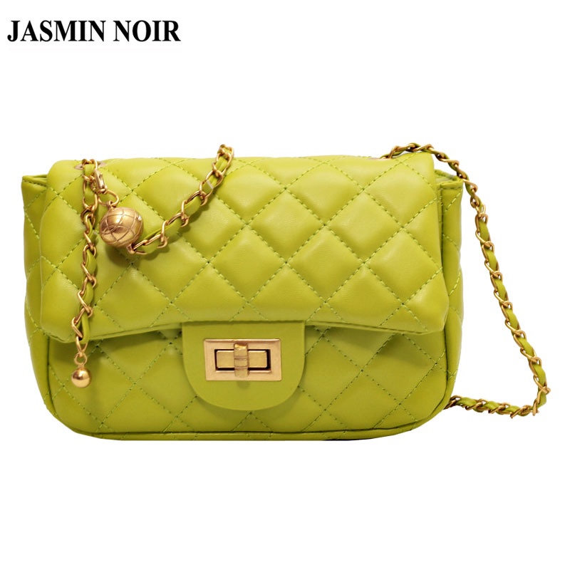 Túi đeo chéo JASMIN NOIR họa tiết caro phối dây xích thời trang cho nữ