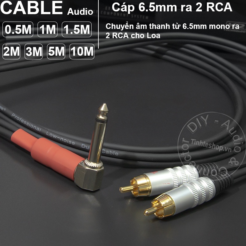 Cáp 6.5mm sang 2 AV DIY 0.5M đến 5M - Dây 6ly mono vuông góc ra 2 hoa sen