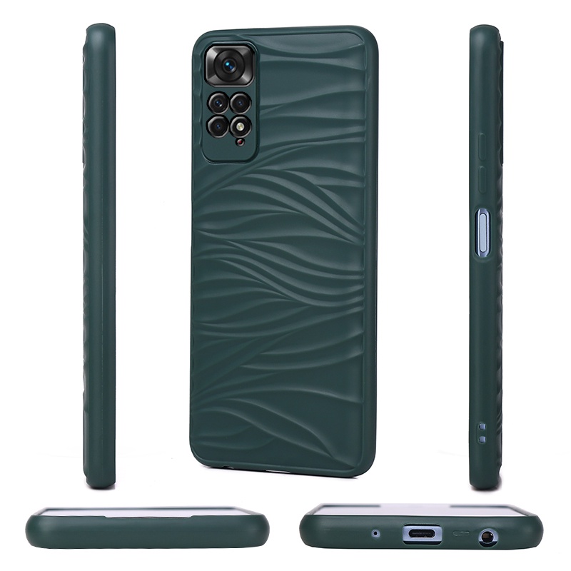 Ốp Điện Thoại Silicon Mềm Họa Tiết Kẻ Sọc Dập Nổi Màu Xanh/Xanh Lá/Đen Cho Xiaomi Redmi Note 11 / 4G 5G/Redmi Note 11S