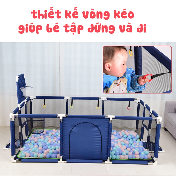 Quây bóng cho bé, quây cũi nhà bóng cho bé có ném bóng rổ - Kích thước 1m2x 2m3
