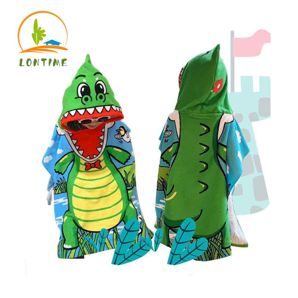 Khăn choàng tắm có mũ trùm đầu cotton mềm mại thấm hút họa tiết hoạt hình 23.62''x35.43'' dành cho trẻ em