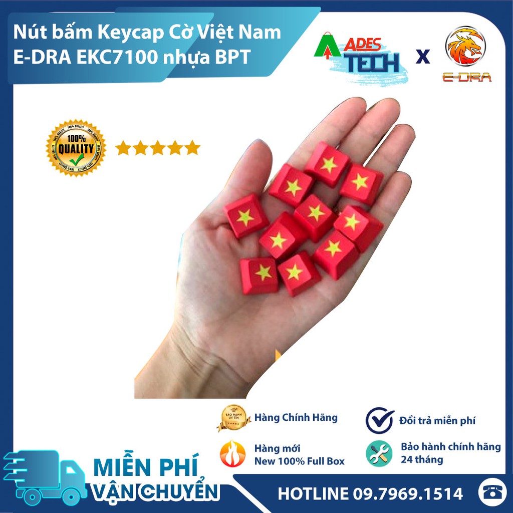 [PHỤ KIỆN HOT] Nút Bấm Keycap Cờ Việt Nam EDRA EKC7100 Nhựa BPT - Dành Cho Nhiều Loại Bàn Phím Máy Tính Cơ