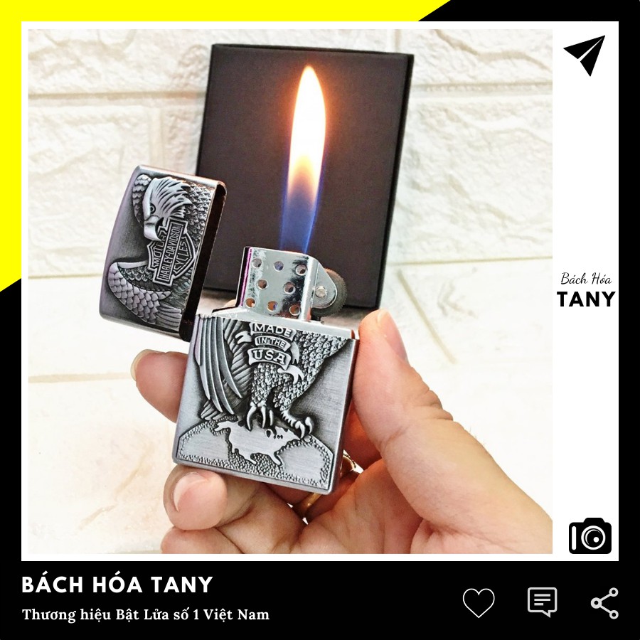 Vỏ Bật Lửa Zippo Khắc Nổi Logo "HARLEY-DAVIDSON" Hình Đại Bàng Nước Mỹ