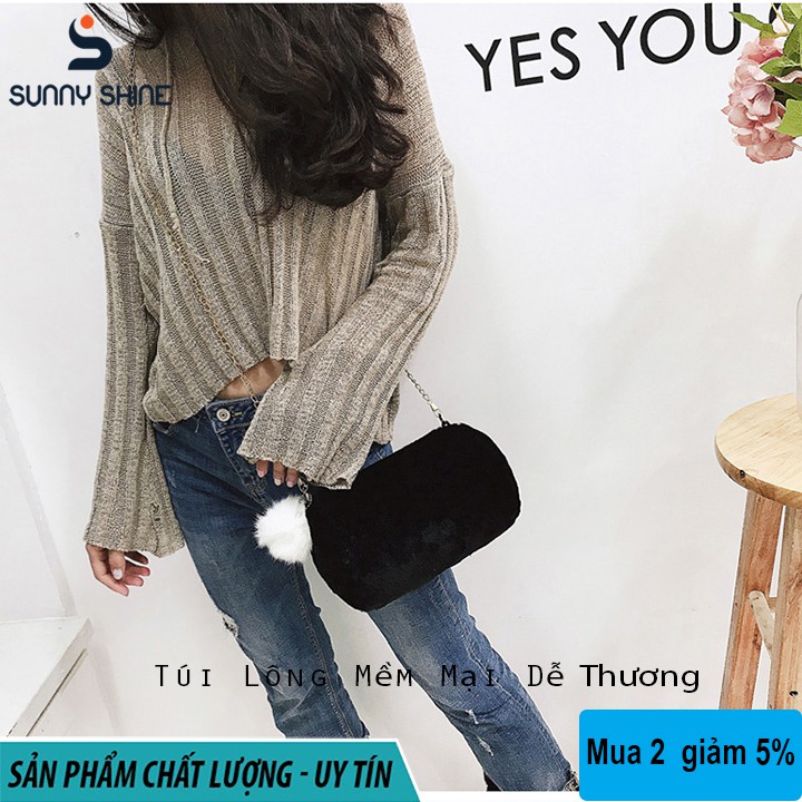Túi đeo chéo Noel lông thú mềm mại cực xinh, 2 lớp lông ấm TXH127 | BigBuy360 - bigbuy360.vn