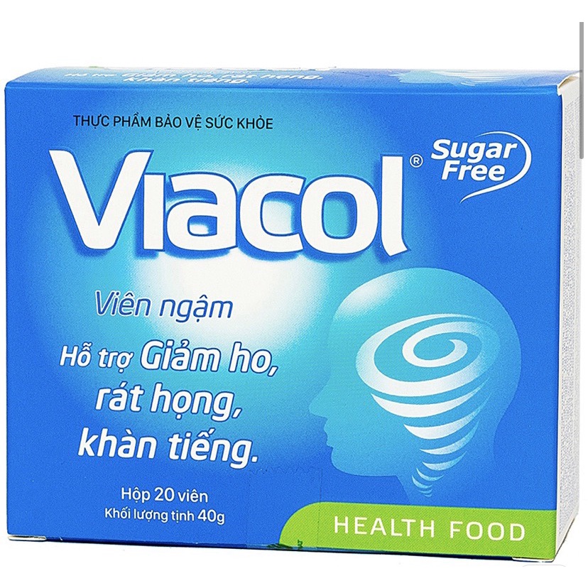 Kẹo ngậm ho không đường Viacol giảm đau rát họng - Hộp 20 viên