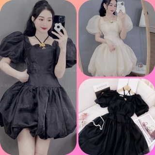 Đầm dự tiệc tay phồng tiểu thư voan 2 lớp, váy nữ dự tiệc dáng xòe tiểu thư dễ thương,đầm babydoll tay phồng