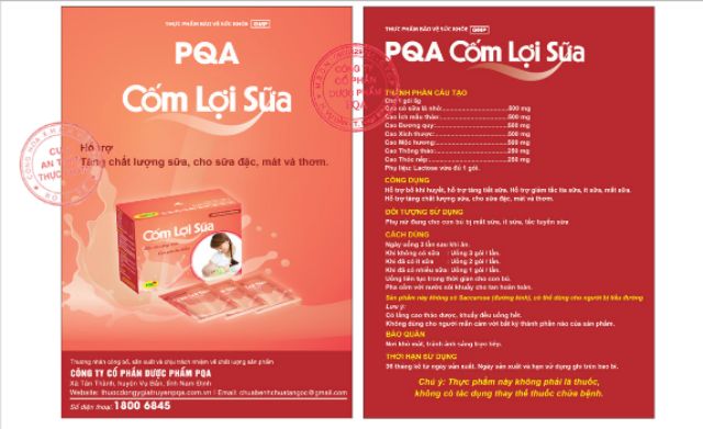 CỐM LỢI SỮA PQA (HỘP 25 GÓI)