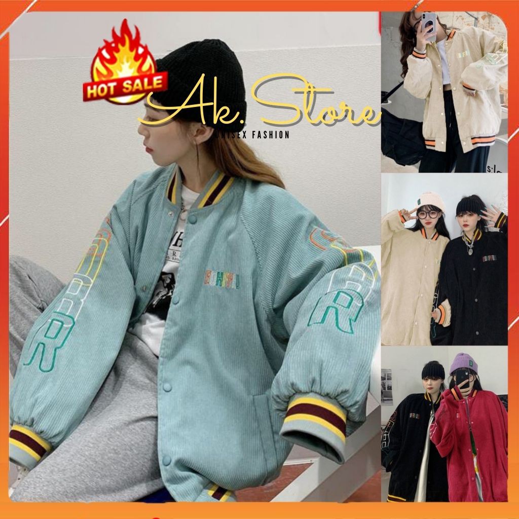 [Kèm Quà] Áo Khoác Kaki Nam Nữ Unisex - Áo Jacket  Vải Nhung 4 Màu Siêu Hot - AK.STORE | BigBuy360 - bigbuy360.vn