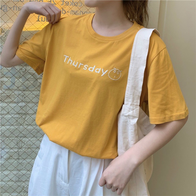 Áo thun áo phông freesize thêu chữ nhiều màu