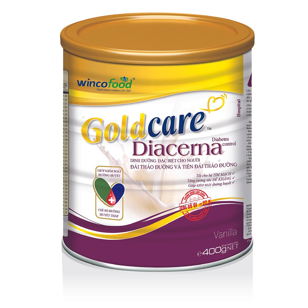 Sữa bột GOLDCARE DIACERNA 850g: dành cho người đái tháo đường và tiền đái tháo đường giúp ổn định đường huyết