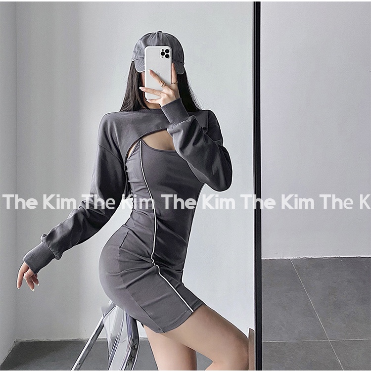 Set 2 món váy body 2 dây dáng ngắn - áo nửa thân trên ngực , bộ váy ôm sát người The Kim SV130 | BigBuy360 - bigbuy360.vn