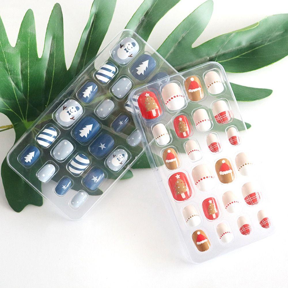 Set 24 Móng Tay Giả Tự Dính Trang Trí Dễ Thương Cho Bé Gái