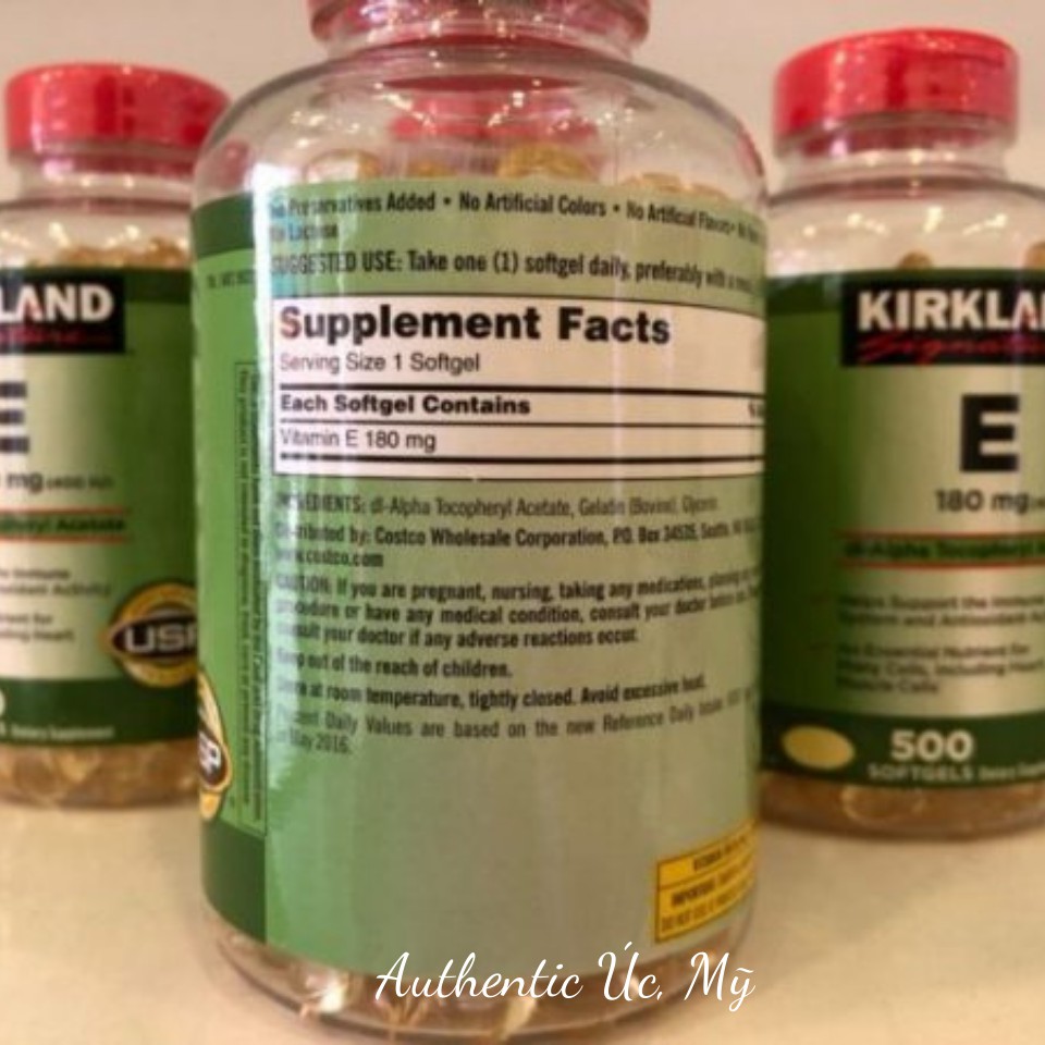 Vitamin E 400 IU 500 Viên Kirkland Của Mỹ 🍀Đẹp Da, Làm Chậm Lão Hóa [Đảm Bảo Chính Hãng+Date mới]