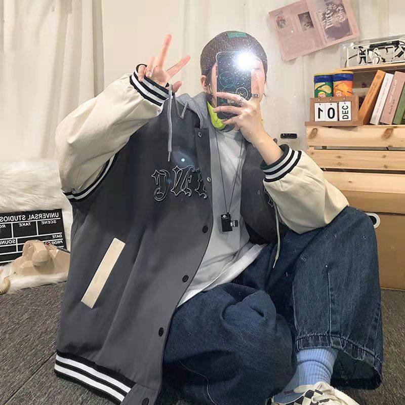 Áo Khoác Bomber XL Hai Lớp Có Mũ Trùm Đầu Mùa Xuân Hình Dơi Tương Phản Cho Nam 2021