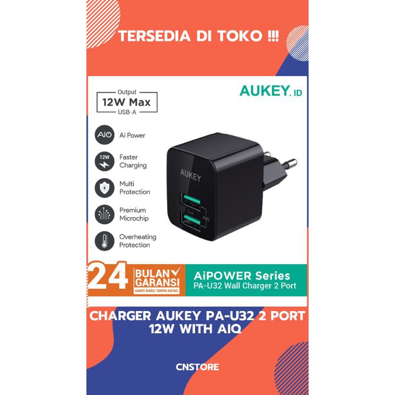 Bộ Sạc Aukey Pa-u32 2 Cổng 12w Chất Lượng Cao