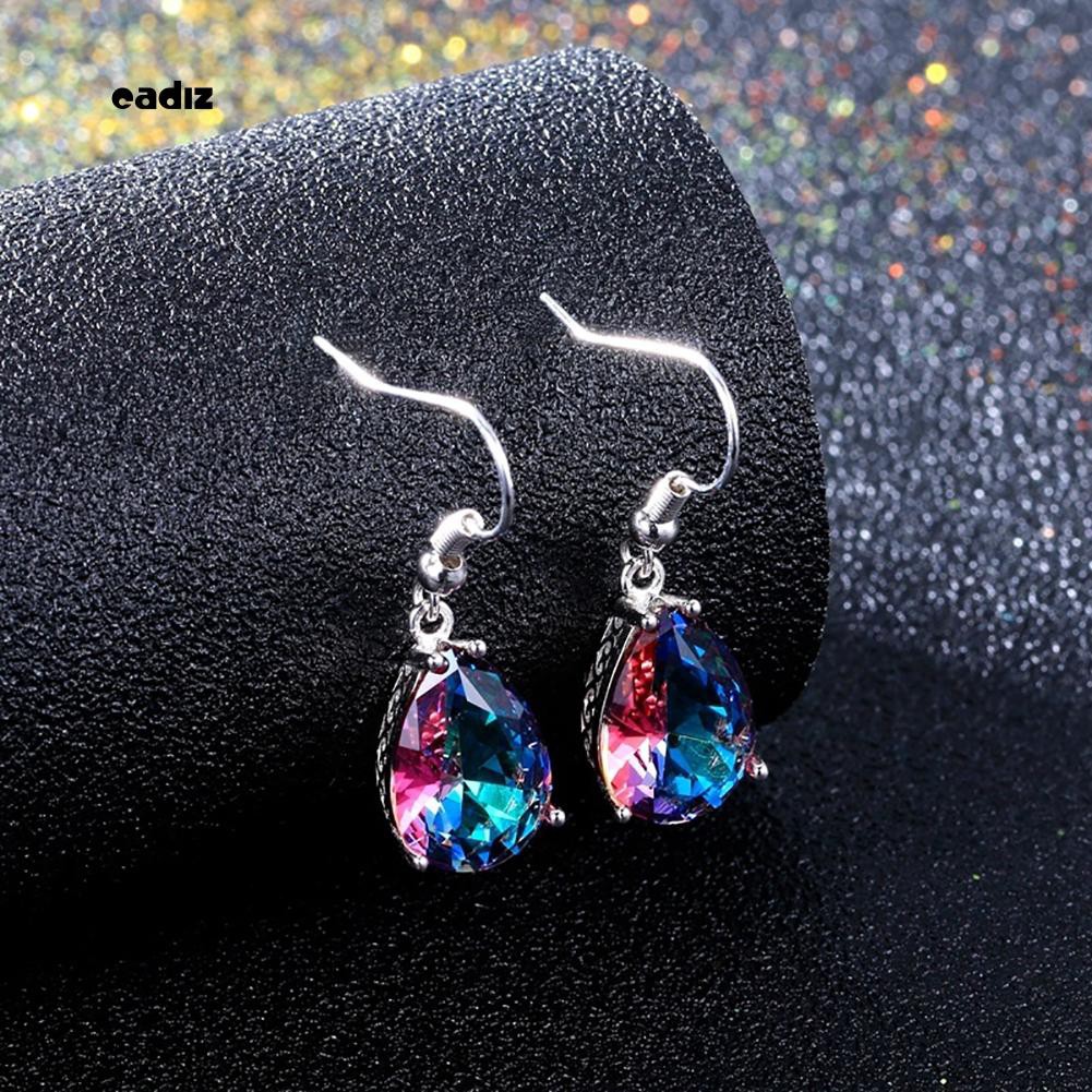 Hoa tai hình giọt nước đính đá nhiều màu sắc