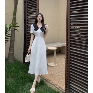 maxi trắng cột eo