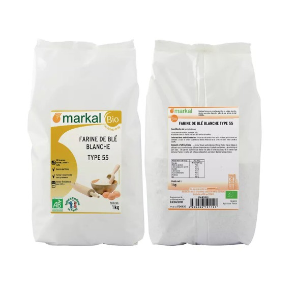 [Mã FMCGMALL - 8% đơn 250K] Bột mì hữu cơ Markal Pháp 1kg (T55, T65, Nguyên cám150)