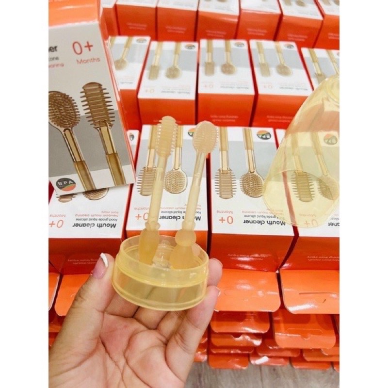 Sét rơ lưỡi bàn chải silicon cho bé từ 0-18 tháng